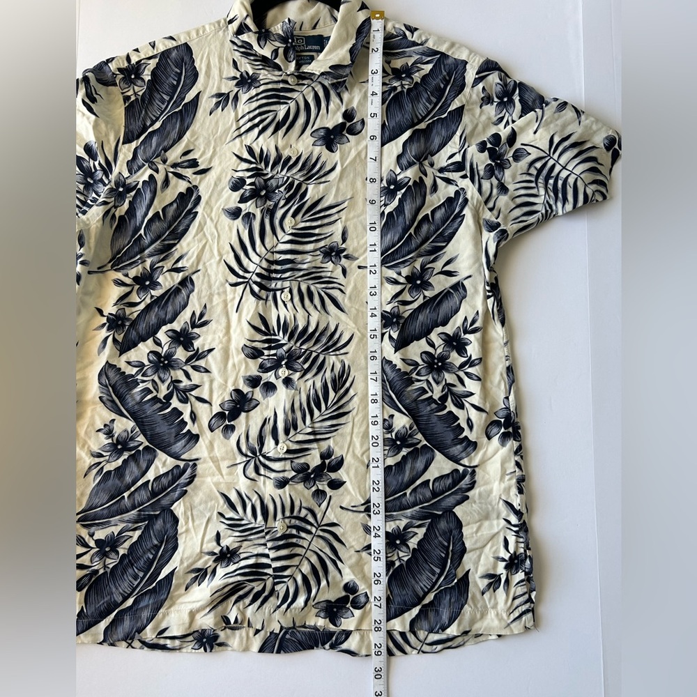 Ralph Lauren White & Navy Tropical Leaf Short-Sleeve Shirt - Picture 5 of 5